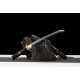 260813-1 Damascus pattern small black ball short sword