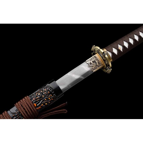 Samurai Sword with Twisted Damascus Pattern 