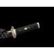 260813-1 Damascus pattern small black ball short sword