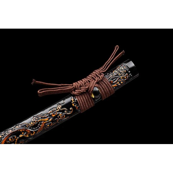 Samurai Sword with Twisted Damascus Pattern 