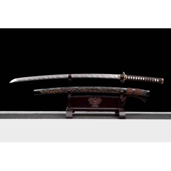 Samurai Sword with Twisted Damascus Pattern 