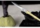 Classic golden handle small blade tea knife handmade integration manganese steel mini blade handle