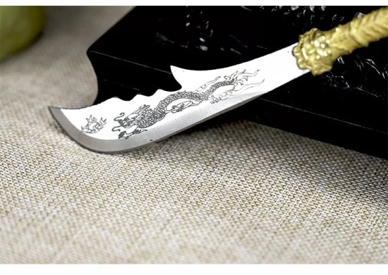 Classic golden handle small blade tea knife handmade integration manganese steel mini blade handle