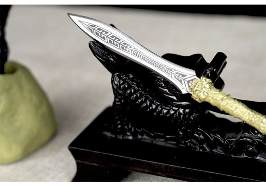 Classic golden handle small blade tea knife handmade integration manganese steel mini blade handle