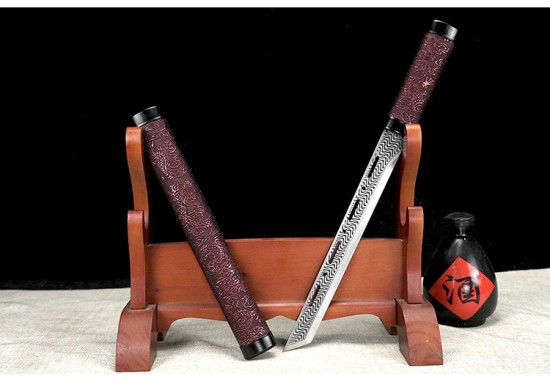 Sword wave pattern ink knife stainless steel integrated short knife anti -body collection decoration