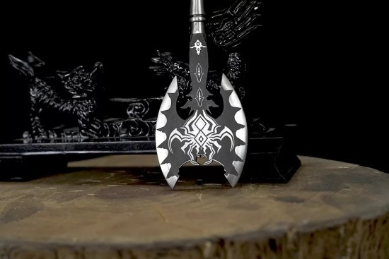 Longquan tea knife metal model Eighteen -like blades Fangtian painting halberd long Martial Arts Training long staff micro -blade ornaments