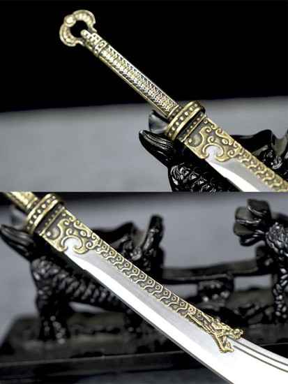 Golden Back Big Kids Tea Knife Handmade Stainless Steel Tea Needle Mini Eighteen Weapons Playing and Decoration