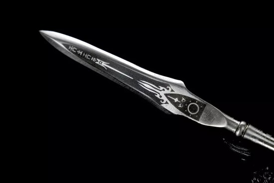 Longquan tea knife metal model Eighteen -like blades Fangtian painting halberd long Martial Arts Training long staff micro -blade ornaments