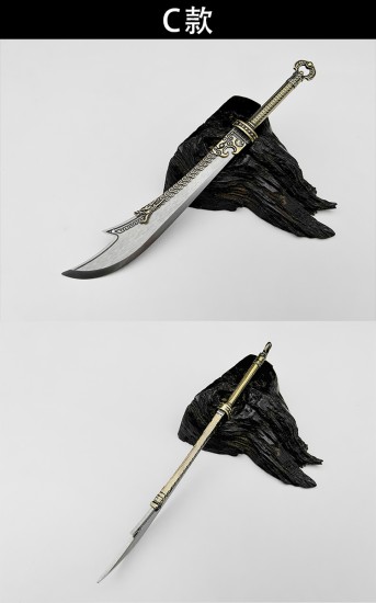 Golden Back Big Kids Tea Knife Handmade Stainless Steel Tea Needle Mini Eighteen Weapons Playing and Decoration