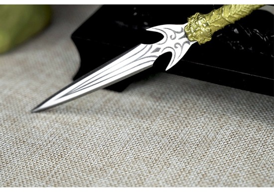 Classic golden handle small blade tea knife handmade integration manganese steel mini blade handle