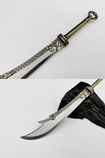 Golden Back Big Kids Tea Knife Handmade Stainless Steel Tea Needle Mini Eighteen Weapons Playing and Decoration