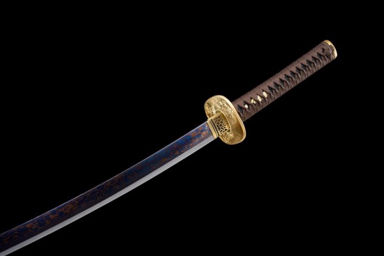 Longquan City Sword Hundred Refine Tattipure Forging Copper Basic Blue Japanese Research Sword Command Knife 376-432