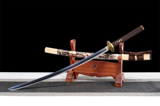 Longquan City Sword Hundred Refine Tattipure Forging Copper Basic Blue Japanese Research Sword Command Knife 376-432