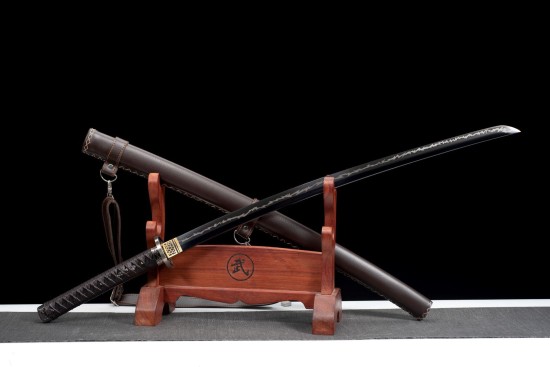 Longquan City Sword and Manganese Steel for Forging Black Back-back long-style Japanese-style imitation sword command knife collectible blade 376-432