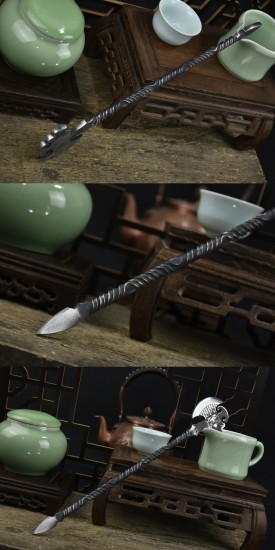 Longquan forging tea knife pure handmade tea needle ax steel Pu'er tea sword accessories accessories black tea collection