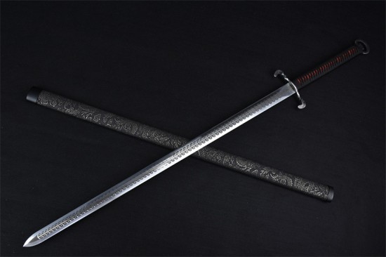 Longquan Sword Handmade Forging Stainless Steel Ring Sword Film and Television Long Sword Cold Weapon Samurai Sword Article