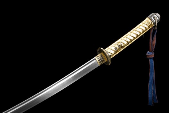 Foreign trade explosion spring steel forging single slot boutique long-style antique knife command knife collectible blade 376-432