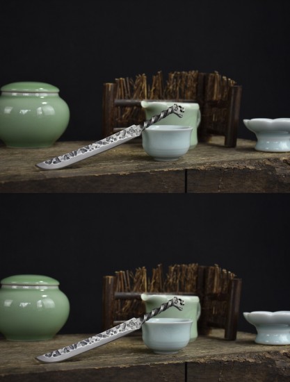 One -in -one Longquan Tea Knife Handmade Tea Knife Stainless Steel Pu'er Tea Knife Black Tea Knife Accessories Guma Tea Kung Fu Tea Steel