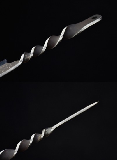 Longquan integrated handmade tea knife stainless steel Pu'er black tea ceremony accessories ancient horse wave flower tea knife kung fu tea set