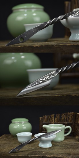 One -in -one Longquan Tea Knife Handmade Tea Knife Stainless Steel Pu'er Tea Knife Black Tea Knife Accessories Guma Tea Kung Fu Tea Steel
