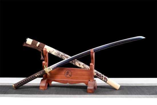 Longquan City Sword Hundred Refine Tattipure Forging Copper Basic Blue Japanese Research Sword Command Knife 376-432