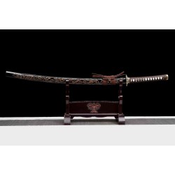 Samurai Sword with Twisted Damascus Pattern 