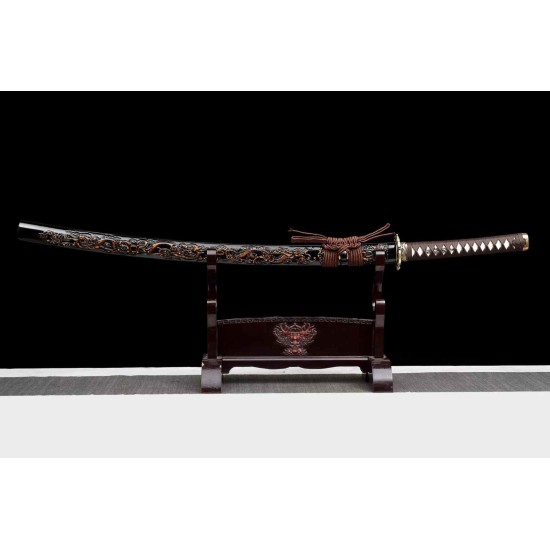 Samurai Sword with Twisted Damascus Pattern 