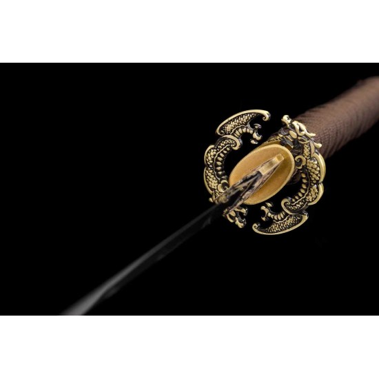 Samurai Sword with Twisted Damascus Pattern 