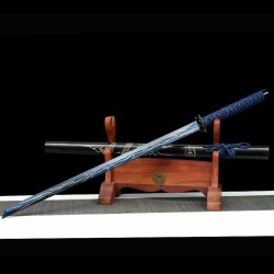 Sword Manganese steel baking blue carved dragon embroidery spring sword handmade handmade forging straight knife weapons