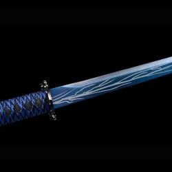 Sword Manganese steel baking blue carved dragon embroidery spring sword handmade handmade forging straight knife weapons