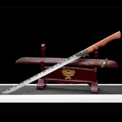 katana 090 dragon and phoenix Straight knife Phoenix style High manganese steel