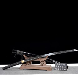 katana 114 Long Samurai Sword (Black) T10 steel 100-202