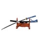 Longquan City Sword Pattern Steel forging Japanese-style upper-handed bull-horn pearl fish leather sheath command knife 376-432