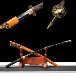 Longquan sword decorative ornament manganese steel forging to send black gilt gold powder Japanese imitation knife command knife 376-432
