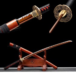 Longquan City, sword manganese steel forging, grinding grinding white double-line refined pure copper knife, long commander 376-432
