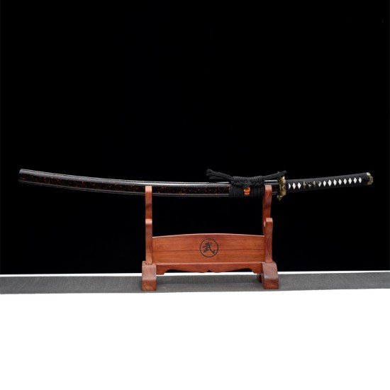Longquan City Sword and Manganese Steel for Forging Black Pushing Millets Polying Baiyao Double Line Flame Pattern Command 376-432