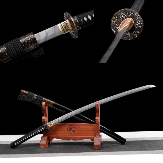 Genuine Longquan City Sword Bai Lian Different Steel Forging Twisting Pattern Retro Japanese Film Corporation Command Sword 376-432