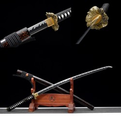 Longquan City Sword and Manganese Steel for Forging Black Pushing Millets Polying Baiyao Double Line Flame Pattern Command 376-432
