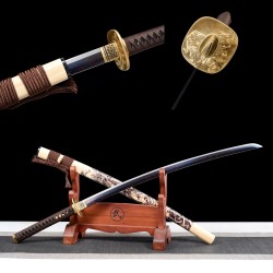 Longquan City Sword Hundred Refine Tattipure Forging Copper Basic Blue Japanese Research Sword Command Knife 376-432