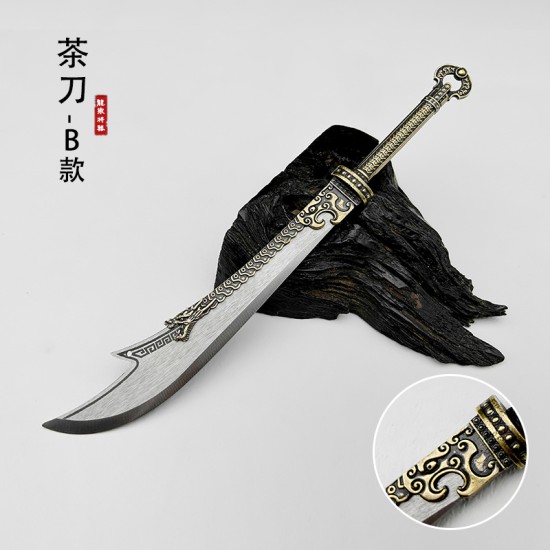 Golden Back Big Kids Tea Knife Handmade Stainless Steel Tea Needle Mini Eighteen Weapons Playing and Decoration Golden Back Big Kids Tea Knife Handmade Stainless Steel Tea Needle Mini Eighteen Weapons Playing and Decoration