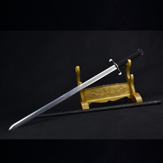 Longquan Sword Handmade Forging Stainless Steel Ring Sword Film and Television Long Sword Cold Weapon Samurai Sword Article