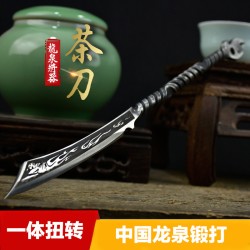 Longquan integrated handmade tea knife stainless steel Pu'er black tea ceremony accessories ancient horse wave flower tea knife kung fu tea set