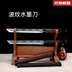 Sword wave pattern ink knife stainless steel integrated short knife anti -body collection decoration