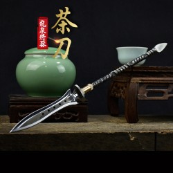 One -in -one tea knife Longquan handmade tea knife stainless steel Pu'er tea knife black tea set accessories Guma tea knife kung fu tea utensil