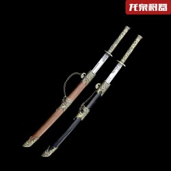 Tea knife Classical bronze embroidered spring knife all -all manganese steel tea set accessories
