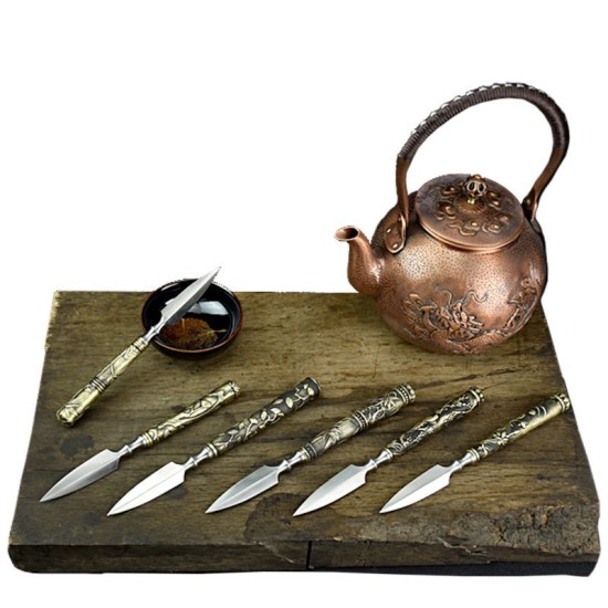 Longquan tea knife handmade tea knife stainless steel Pu'er tea knife black tea knife accessories ancient horse tea knife kung fu tea set