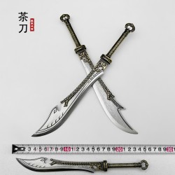 Golden Back Big Kids Tea Knife Handmade Stainless Steel Tea Needle Mini Eighteen Weapons Playing and Decoration