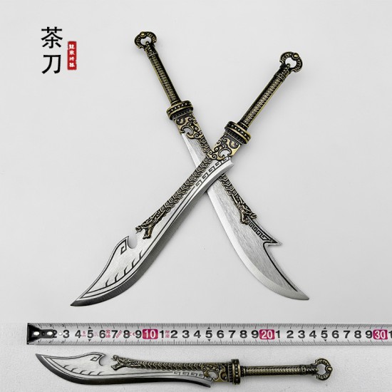 Golden Back Big Kids Tea Knife Handmade Stainless Steel Tea Needle Mini Eighteen Weapons Playing and Decoration Golden Back Big Kids Tea Knife Handmade Stainless Steel Tea Needle Mini Eighteen Weapons Playing and Decoration