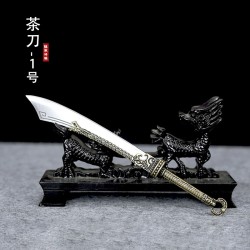 Golden Back Big Kids Tea Knife Handmade Stainless Steel Tea Needle Mini Eighteen Weapons Playing and Decoration